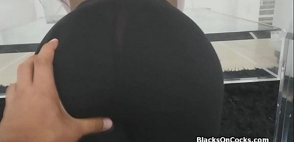  Ebony girlfriend studies for exam and rides cock